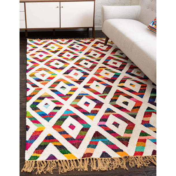 Hashtag Home Montclair Handmade Flatweave Cotton Pink/Blue/White Rug